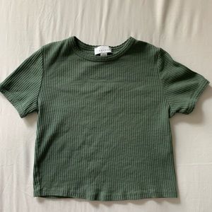 TOPSHOP CROPPED DARK GREEN SHIRT